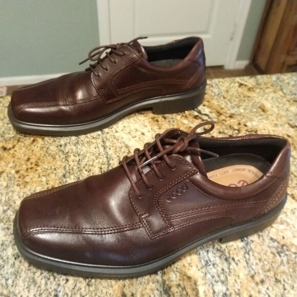 Mens Ecco Lace Up Brown Dress Work Shoes Size 43 (10 US) EUC - Picture 1 of 12
